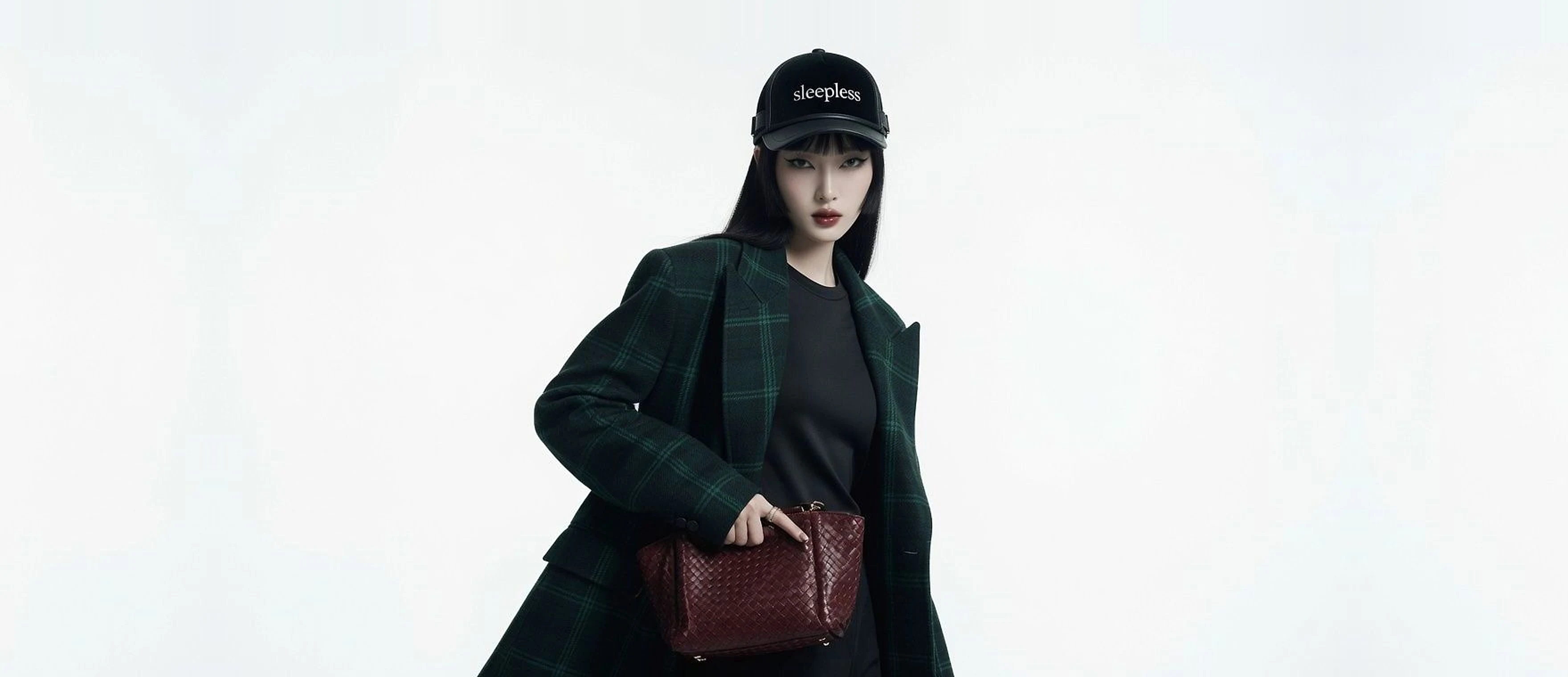 Autumn/Winter 26 campaign — the Chevalier check coat, photographed in studio